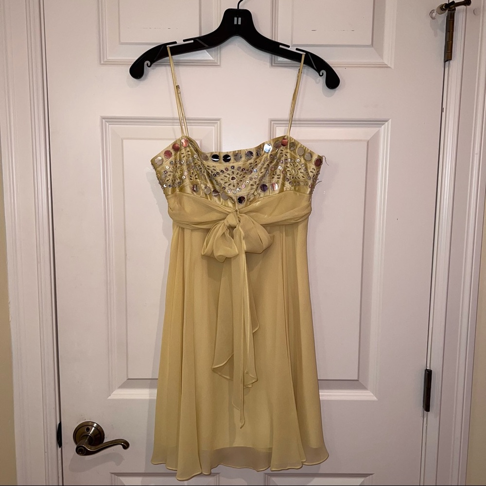 BCBGMAXAZRIA Empire Silk Chiffon Mini Dress